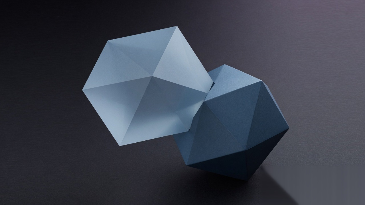 Two interlocking geometric forms suggesting competing model stacks