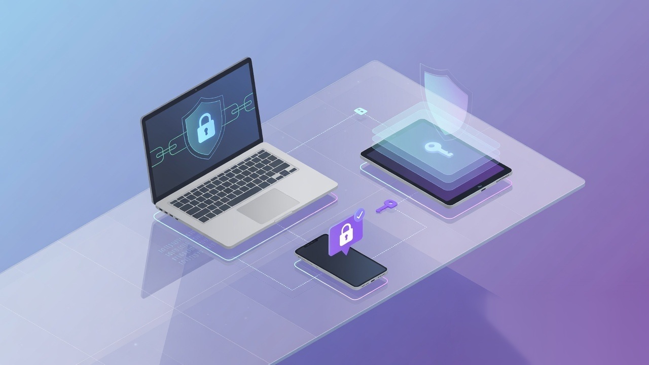 Devices linked for private messaging illustration