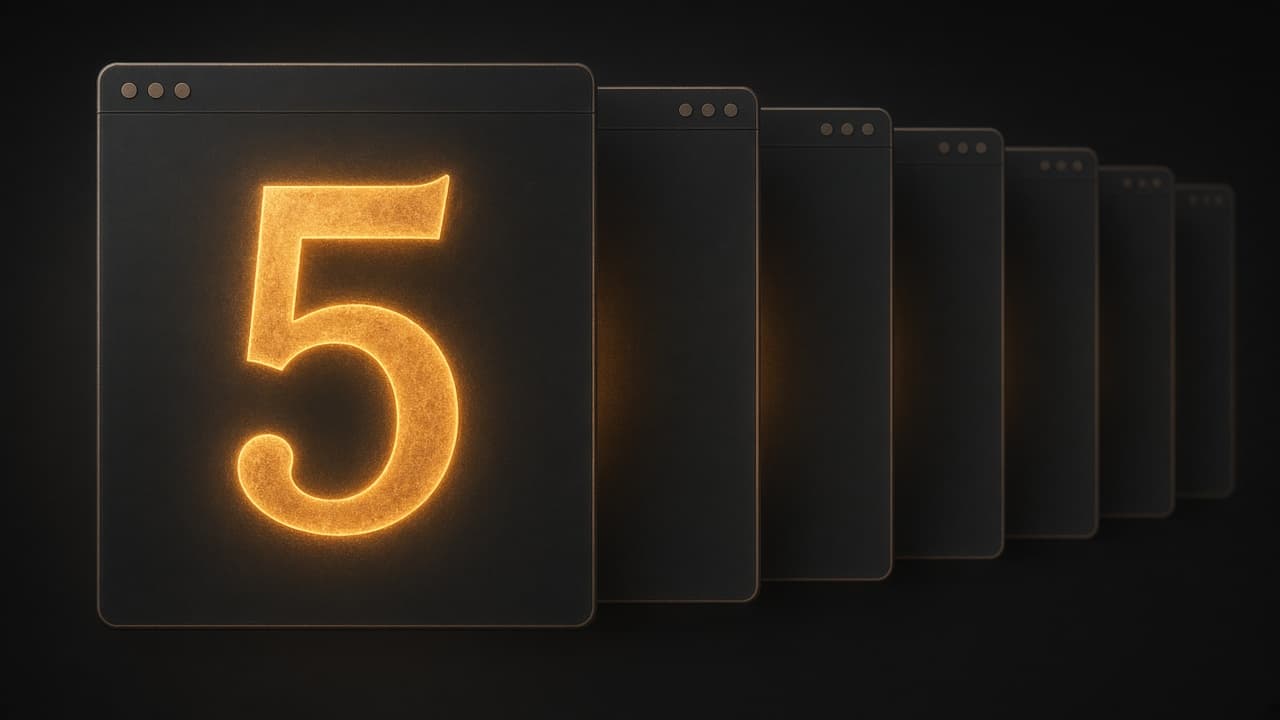 A dark browser window with a single glowing version number and a row of dimmed Chromium-shaped panes beside it